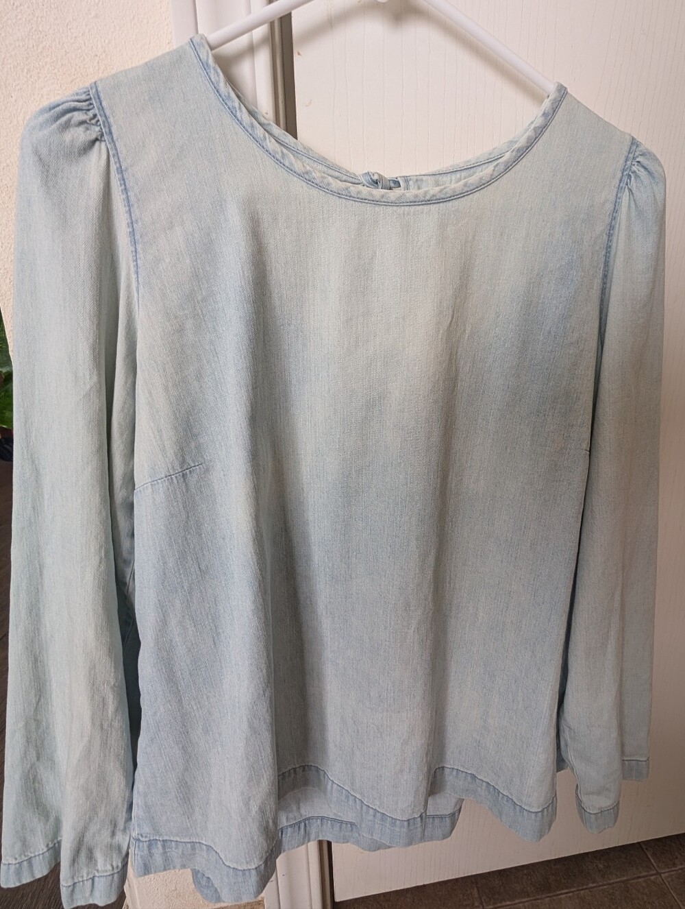Madewell | Blue 100% Cotton Chambray Long Sleeve Boho Top